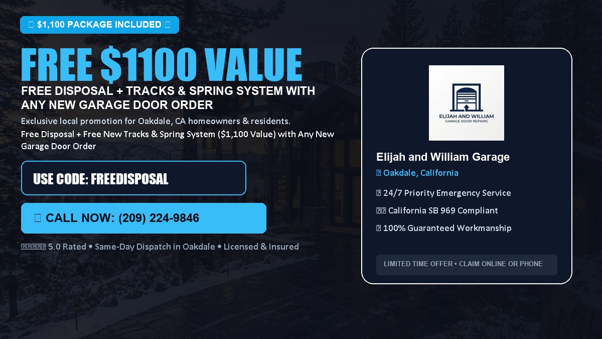 Free Disposal + Free New Tracks & Spring System with Any New Garage Door Order ($1100 Value) in Oakdale, CA